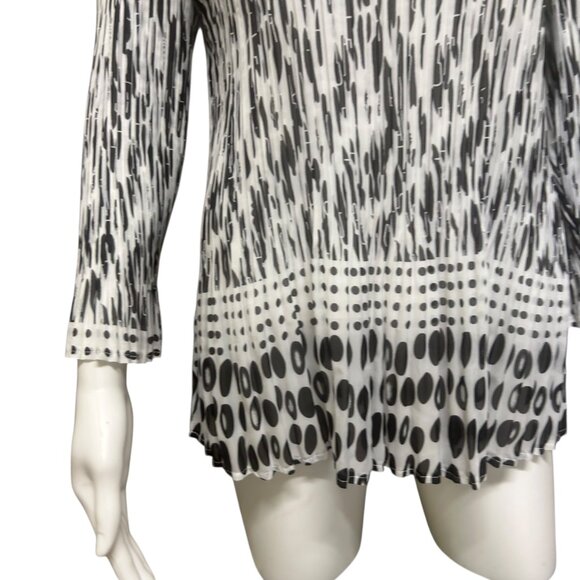 Lauren Michelle Black White Polka Dot Accordion Pleated Blouse Size XL - Picture 4 of 6
